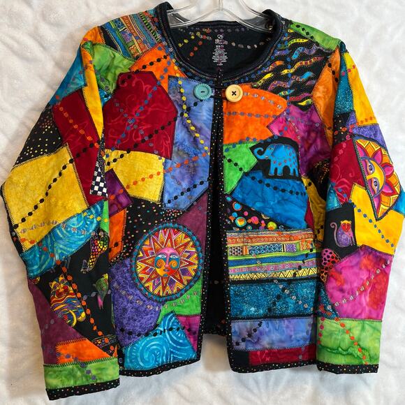 Bobbie Brooks colorful vintage 90’s blazer color block animal pattern embroidery - Picture 1 of 6